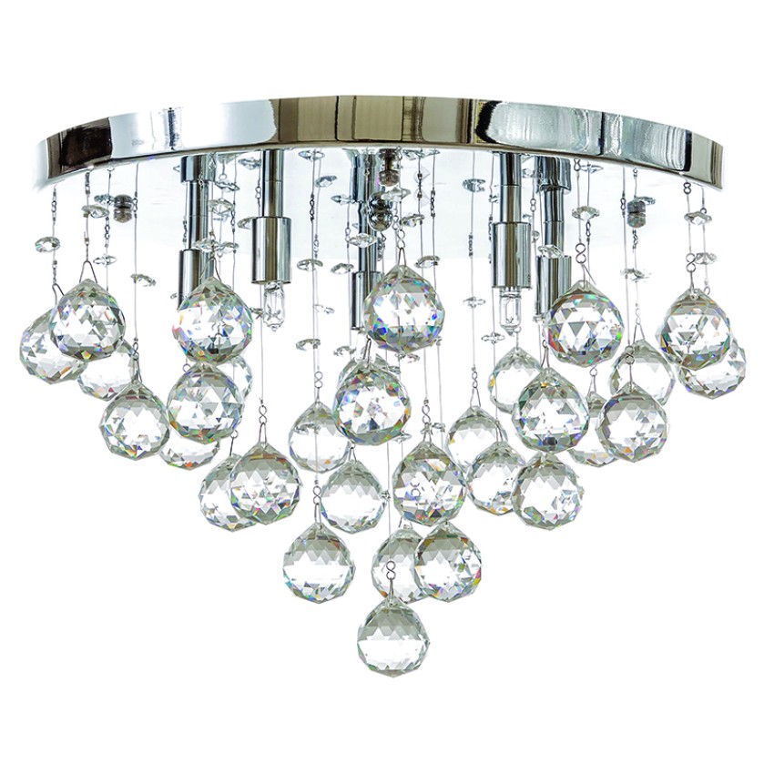 Φωτιστικό Οροφής Χρώμιο με Διάφανα Κρύσταλλα & 4 Λαμπτήρες G9 - 30cm
