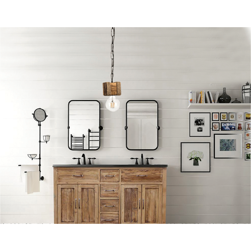 Κρεμαστό φωτιστικό από ξύλο και σχοινί 1XE27 D:10cm (5318-1) Κρεμαστό φωτιστικό από ξύλο και σχοινί 1XE27 D:10cm (5318-1)