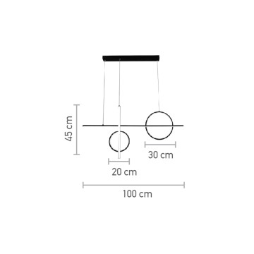Κρεμαστό φωτιστικό LED 55W 3CCT (by switch) σε μαύρη απόχρωση D:100cm (6043)