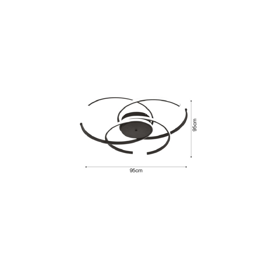 Inlight Πλαφονιέρα οροφής LED 100W 3CCT σε μαύρη απόχρωση D:95cm (6111-A)