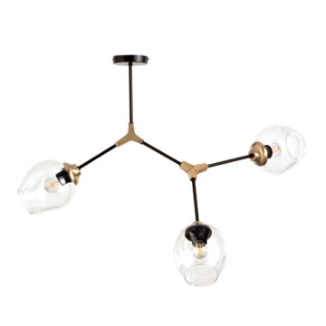 Κρεμαστό φωτιστικό από μαύρο μέταλλο και διάφανο γυαλί 3XE27 D:70cm (6129-3-GL) Κρεμαστό φωτιστικό από μαύρο μέταλλο και διάφανο γυαλί 3XE27 D:70cm (6129-3-GL)