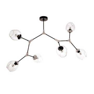 Κρεμαστό φωτιστικό από μαύρο μέταλλο και διάφανο γυαλί 6XE27 D:140cm (6129-6-ΝΜ) Κρεμαστό φωτιστικό από μαύρο μέταλλο και διάφανο γυαλί 6XE27 D:140cm (6129-6-ΝΜ)