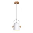 Κρεμαστό φωτιστικό από λευκό μέταλλο και ξύλο 1XE27 D:11,5cm (6130-1-WH)