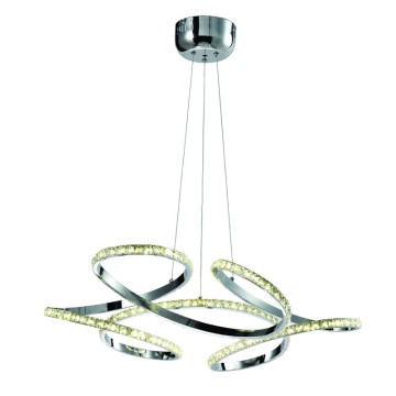 Κρεμαστό φωτιστικό LED 85W 4000K από χρώμιο αλουμίνιο και κρύσταλλα D:60cm (6181-Χρώμιο)