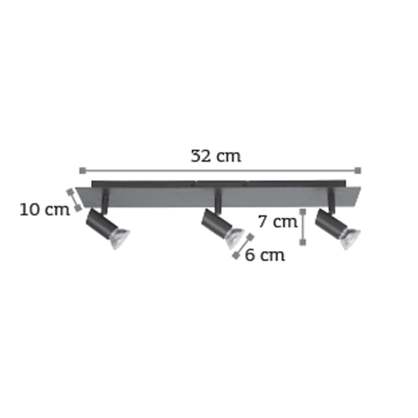 Επιτοίχιο σποτ από μέταλλο σε μαύρη απόχρωση 3XGU10 D:32cm (9078-3Φ-Μαύρο)