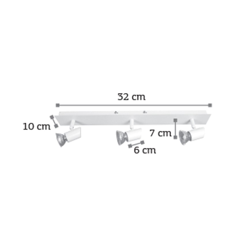 Επιτοίχιο σποτ από μέταλλο σε λευκή απόχρωση 3XGU10 D:32cm (9078-3Φ-Λευκό)