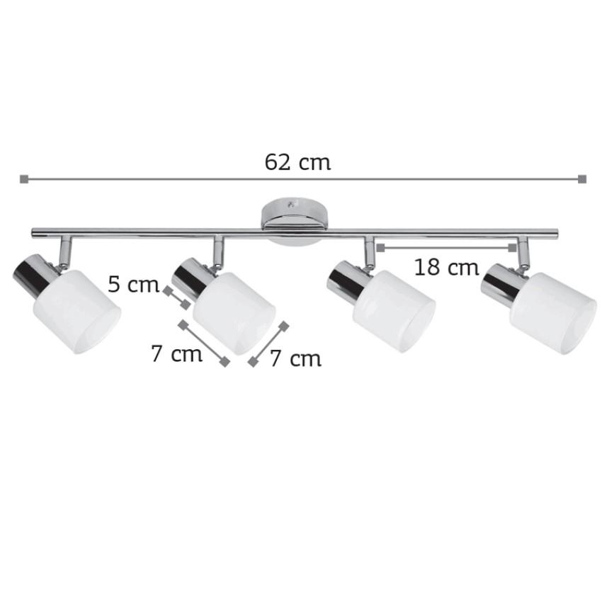 Επιτοίχιο σποτ από μέταλλο σε χρώμιο απόχρωση 4XE14 D:62cm (9079-4Φ-Χρώμιο)