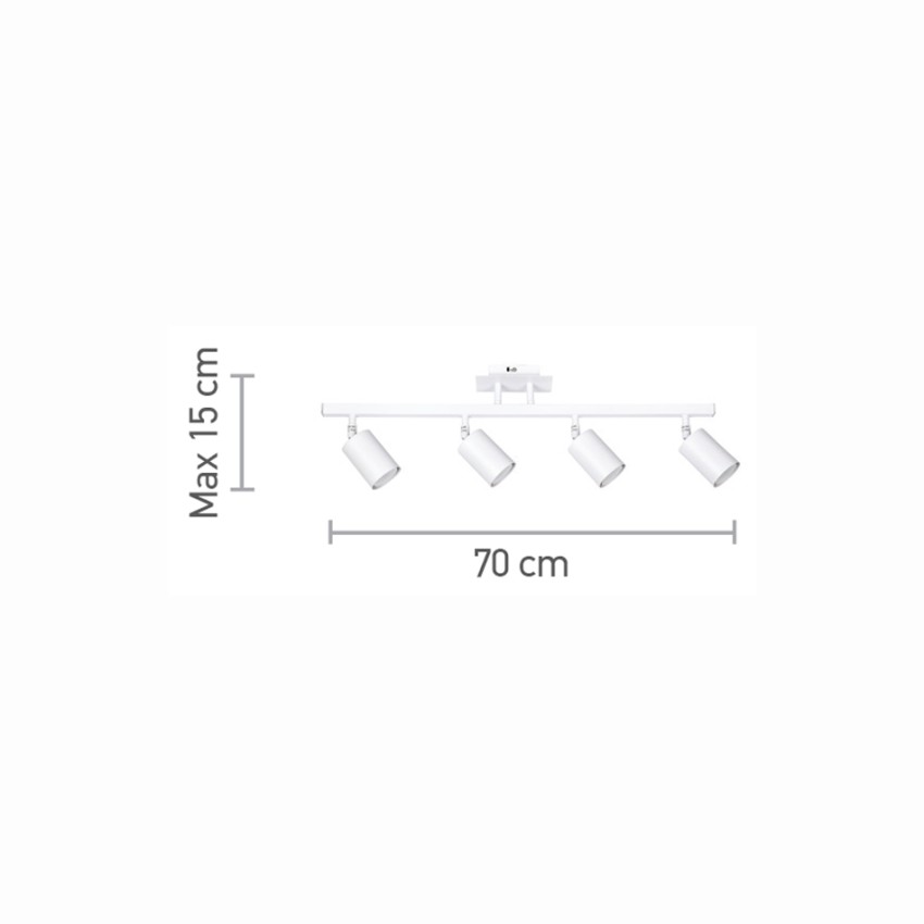 Επιτοίχιο σποτ από μέταλλο σε λευκή απόχρωση 4XGU10 D:70cm (9086-4)