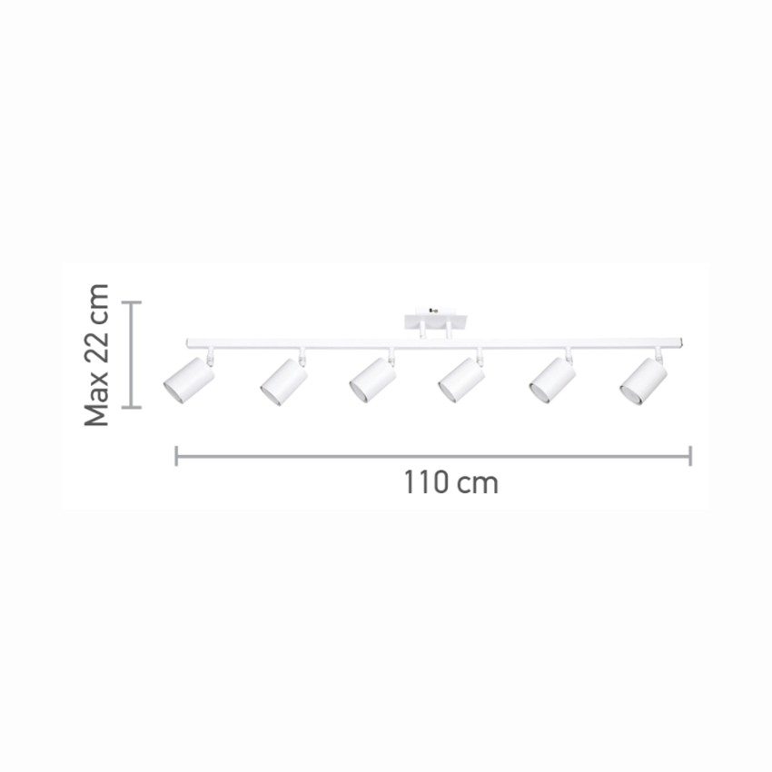 Επιτοίχιο σποτ από μέταλλο σε λευκή απόχρωση 6XGU10 D:110cm (9086-6)