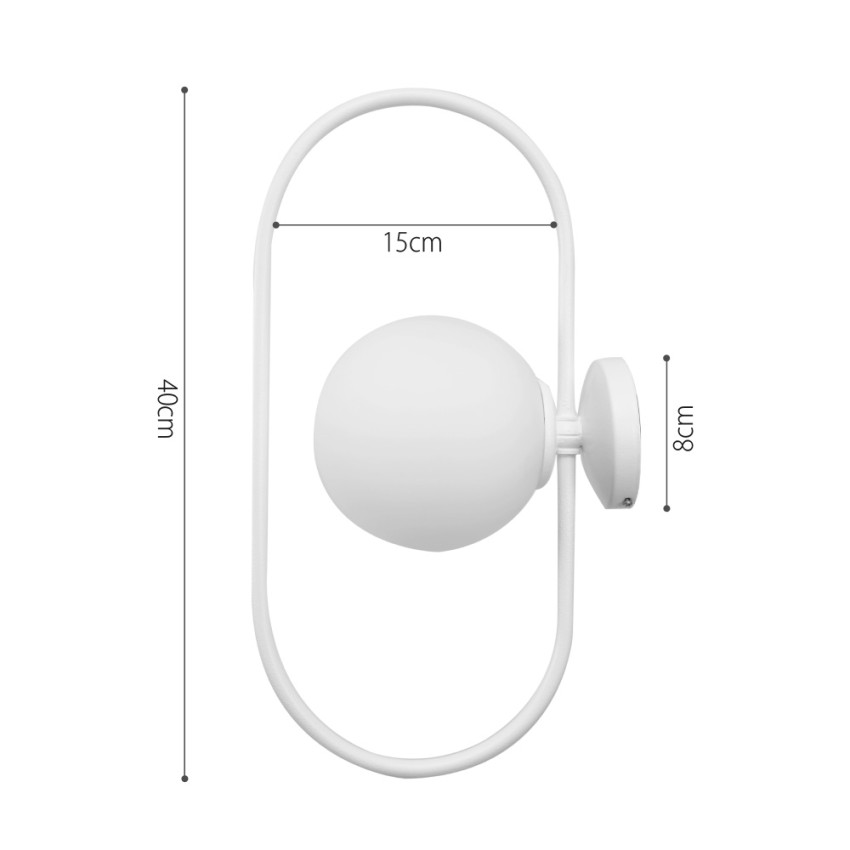 Επιτοίχιο φωτιστικό σε λευκή απόχρωση και λευκή οπαλίνα 1XG9 D:40cm (43038-WH)