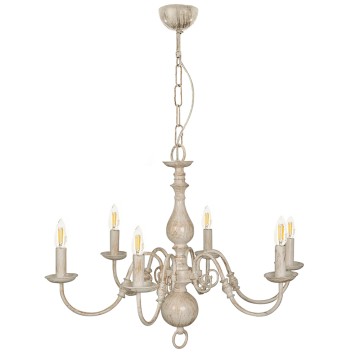 Κρεμαστό φωτιστικό από μέταλλο σε λευκή πατίνα 6XE14 D:70cm (5311-6)