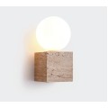 Επιτοίχιο φωτιστικό γκρι από travertine marble 1XG9 D:10 x 20cm (43063)
