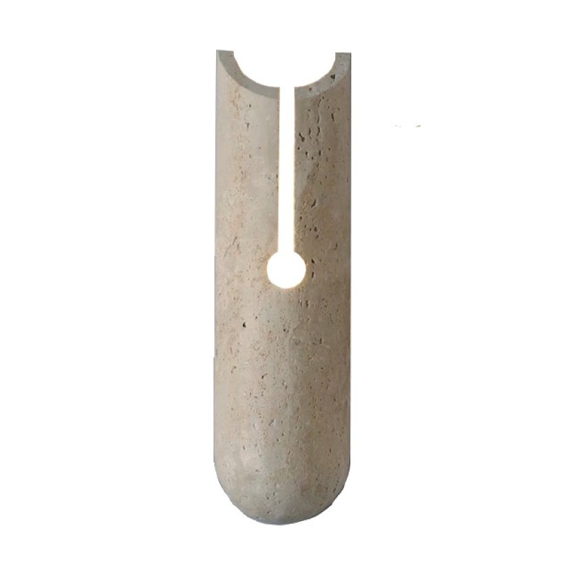 Επιτοίχιο φωτιστικό γκρι από travertine marble 1XG9 D:10 x 35cm (43066)