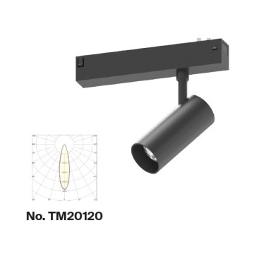 Inlight Φωτιστικό spot LED 10W, 3CCT, 24° για μαγνητική ράγα 220V, σε μαύρη απόχρωση D:4,5x10cm (TM20120)