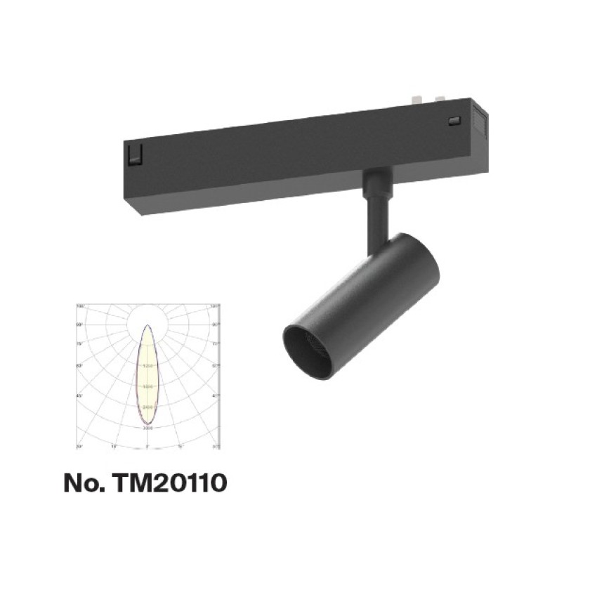 Inlight Φωτιστικό spot LED 7W, 3CCT, 24° για μαγνητική ράγα 220V, σε μαύρη απόχρωση D:3,5x8cm (TM20110)