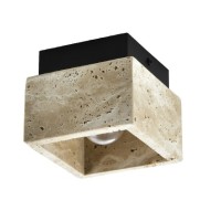 Πλαφονιέρα οροφής γκρι από travertine marble 1XE27 D:12cm (42047)