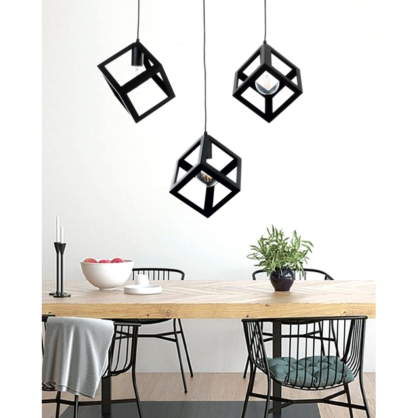 Κρεμαστό φωτιστικό από μαύρο μέταλλο 3XE27 D:60cm (4400-3-BL-ΡΑΓΑ)