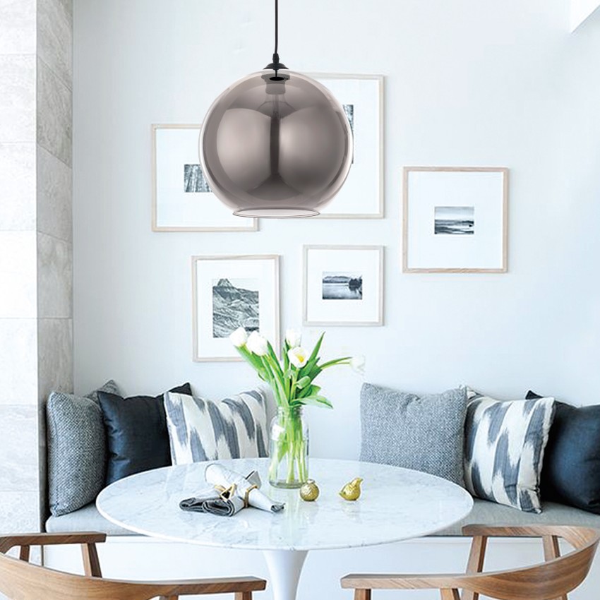 Κρεμαστό φωτιστικό από φιμέ γυαλί 1XE27 D:25cm (4355-Β) Κρεμαστό φωτιστικό από φιμέ γυαλί 1XE27 D:25cm (4355-Β)