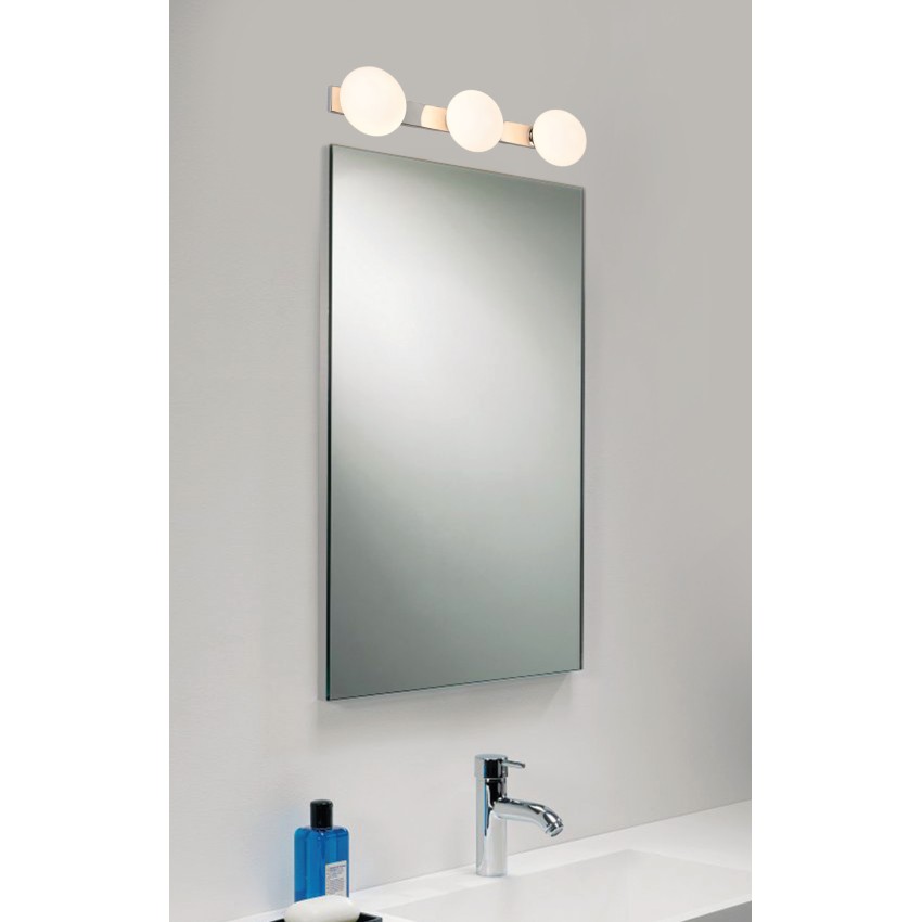 Επιτοίχιο φωτιστικό από χρώμιο μέταλλο και λευκή οπαλίνα 3XG9 D:46cm (43420-3)