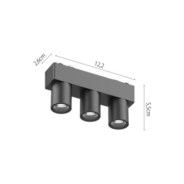 Φωτιστικό LED 5W 3CCT για Ultra-Thin μαγνητική ράγα σε μαύρη απόχρωση (by tuya and zigbee) D:12,2cmX5,5cm (T05005-BL)