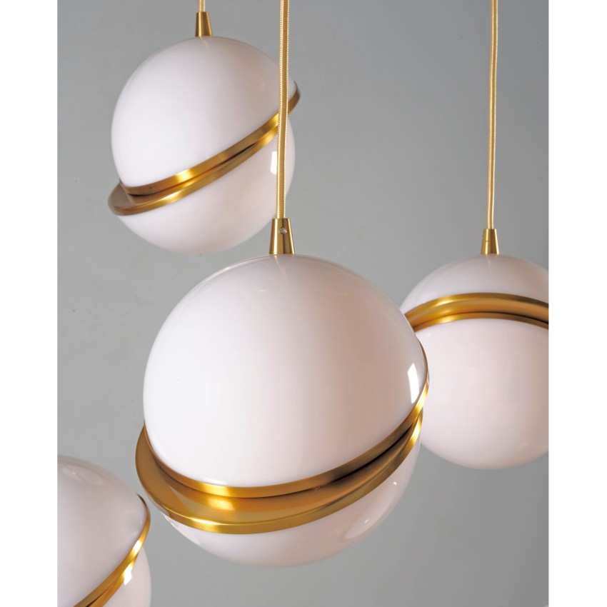 HOBBI 911/5 – Κρεμαστό 5φωτο Φωτιστικό με Μπρούτζινη Απόχρωση και Υφασμάτινο Καλώδιο