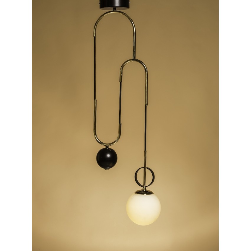 Φωτιστικό Κρεμαστό Μονόφωτο με Επίχρυσο & Μαύρο Φινίρισμα ANTIB 943