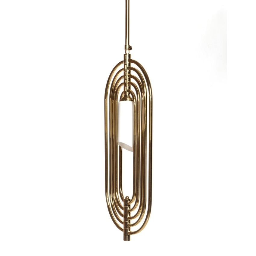 Κρεμαστό Μονόφωτο BEG 1363 με Επίχρυσο Σκελετό & Οπαλίνα Γυαλί