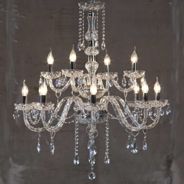 CRYSTAL 8002/12 – Δίροφος Κρυστάλλινος Πολυέλαιος 12φωτος από Μπρούτζο και Κρύσταλλο