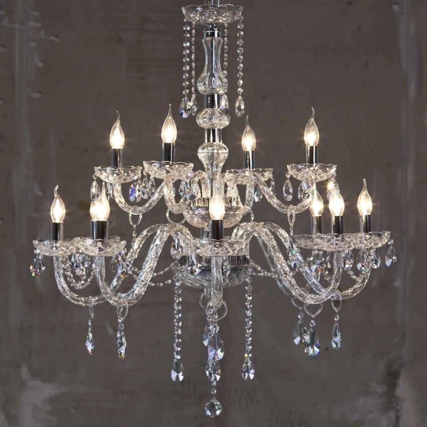 CRYSTAL 8002/12 – Δίροφος Κρυστάλλινος Πολυέλαιος 12φωτος από Μπρούτζο