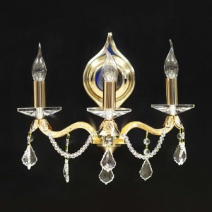 Απλίκα Τοίχου PEARL 171A/3 Μπρούτζινη με Κρύσταλλα και Πέρλες