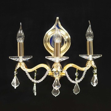 Απλίκα Τοίχου PEARL 171A/3 Μπρούτζινη με Κρύσταλλα και Πέρλες