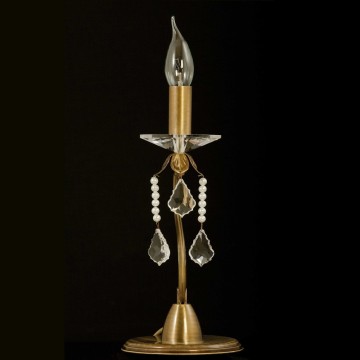 PEARL 176/P – Μπρούτζινο Επιτραπέζιο Φωτιστικό με Κρύσταλλα και Πέρλες