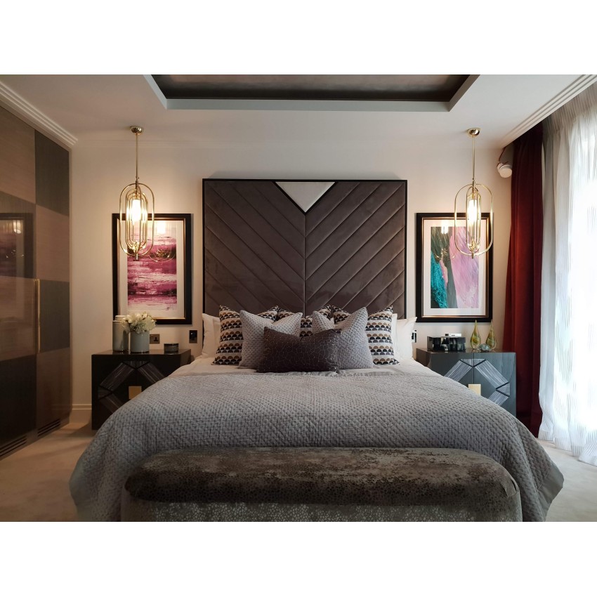 Κρεμαστό Μονόφωτο BEG 1363 με Επίχρυσο Σκελετό & Οπαλίνα Γυαλί