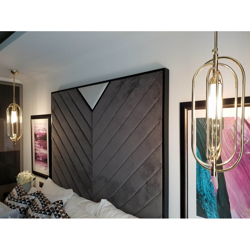 Κρεμαστό Μονόφωτο BEG 1363 με Επίχρυσο Σκελετό & Οπαλίνα Γυαλί