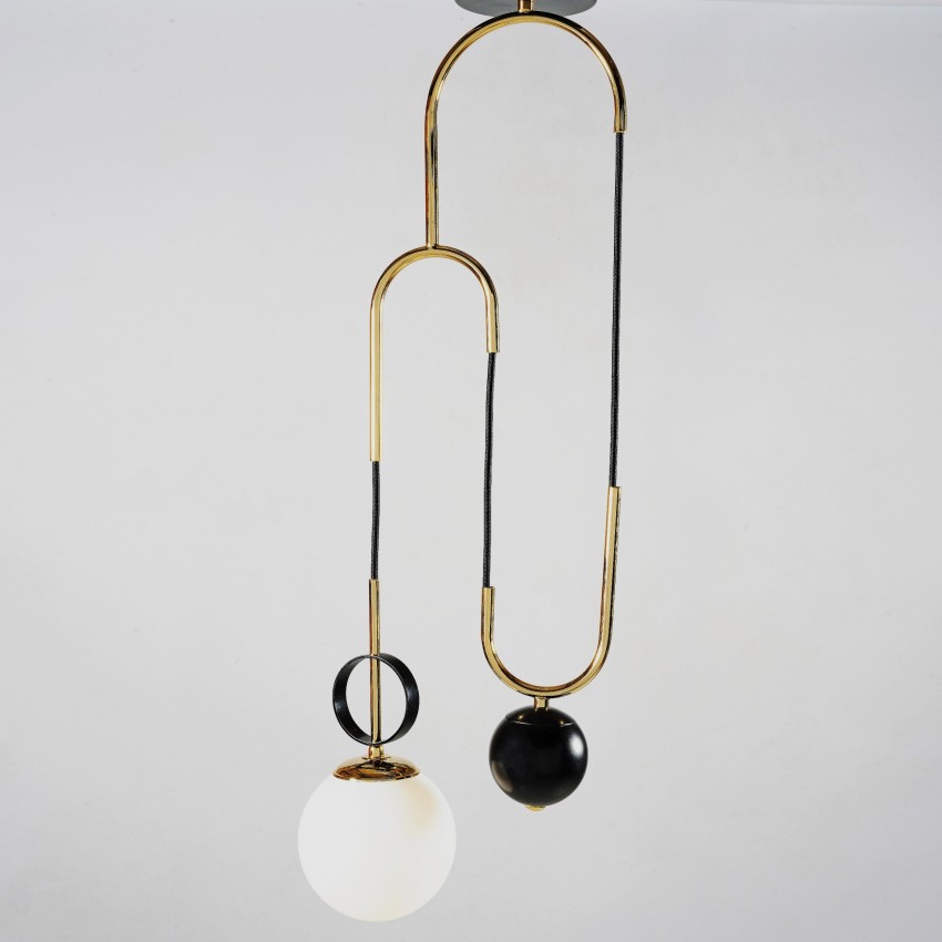 Φωτιστικό Κρεμαστό Μονόφωτο με Επίχρυσο & Μαύρο Φινίρισμα ANTIB 943