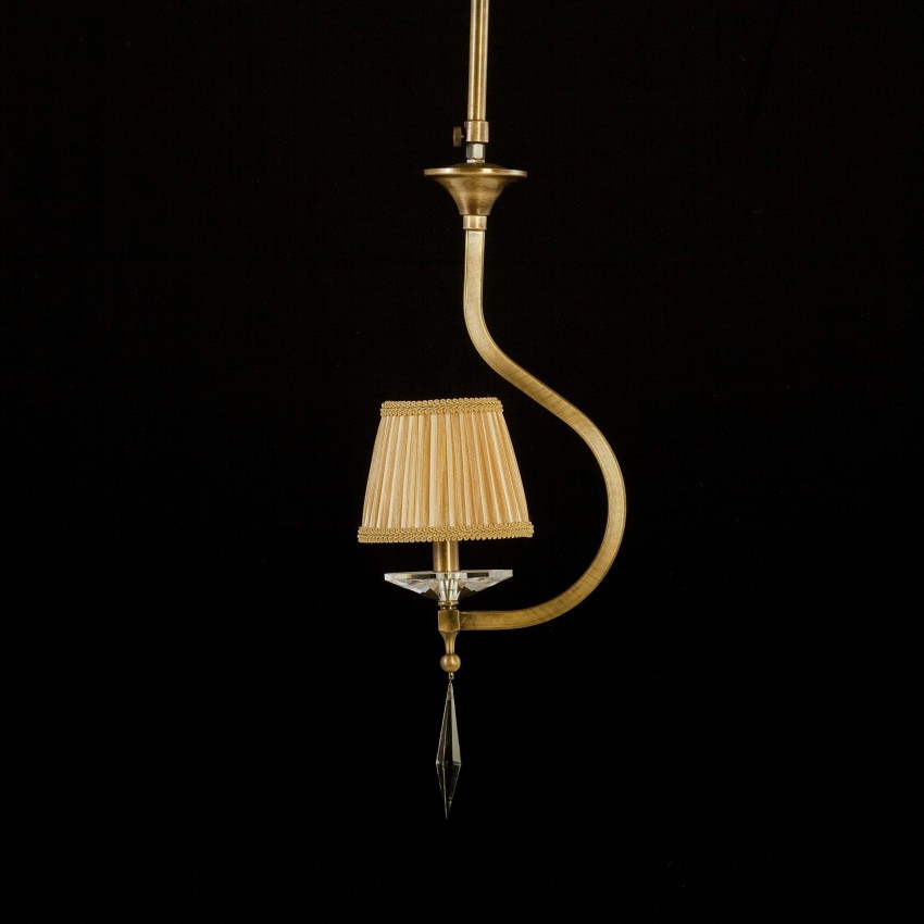 CLAMP 191/1 – Μπρούτζινο Κρεμαστό Φωτιστικό με Αμπαζούρ | Glint.gr