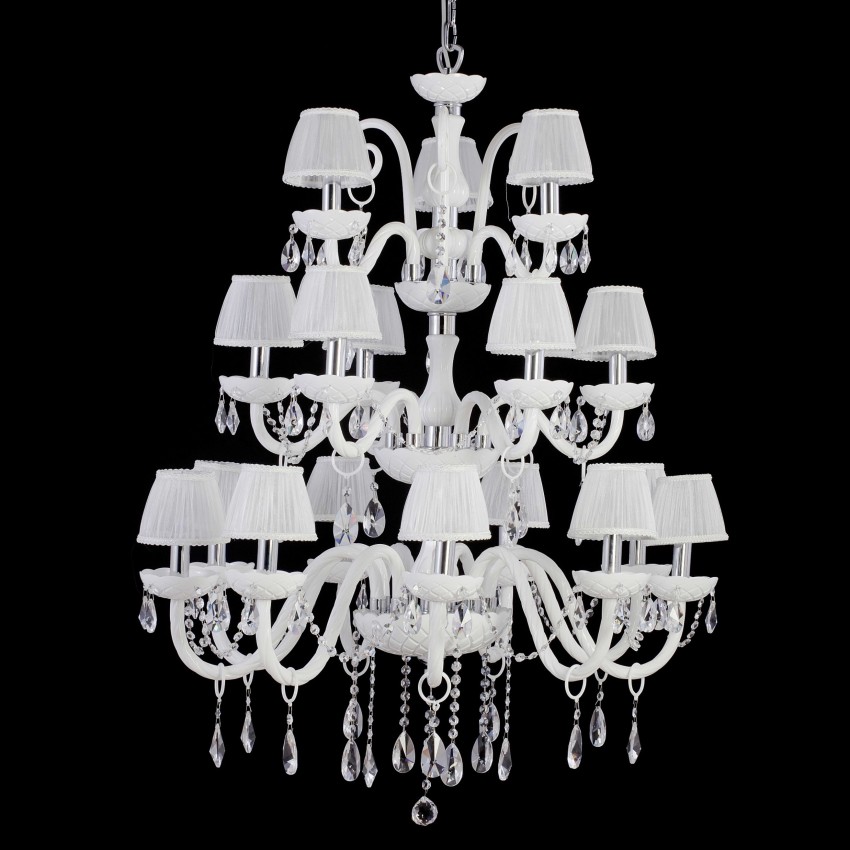 Κρυστάλλινος Πολυέλαιος CRYSTAL 8003/18 με 18 Φώτα & Μπρούτζινα Στοιχεία