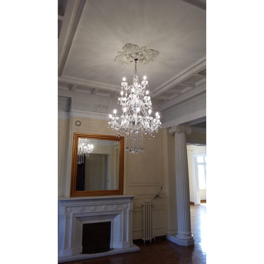 Κρυστάλλινος Πολυέλαιος CRYSTAL 8003/18 με 18 Φώτα & Μπρούτζινα Στοιχεία