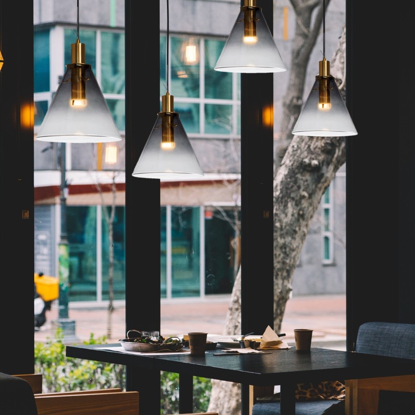 Κρεμαστό μονόφωτο φωτιστικό με μεταλλικό σκελετό BROLIO 908B