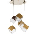 Κρεμαστό Φωτιστικό SQURE 917G/5 με 5 Μεταλλικούς Κύβους σε Χρυσό ή Ασημί