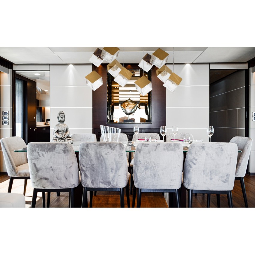 Κρεμαστό Φωτιστικό SQURE 917G/5 με 5 Μεταλλικούς Κύβους σε Χρυσό ή Ασημί