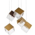 Κρεμαστό Φωτιστικό SQURE 917G/5 με 5 Μεταλλικούς Κύβους σε Χρυσό ή Ασημί