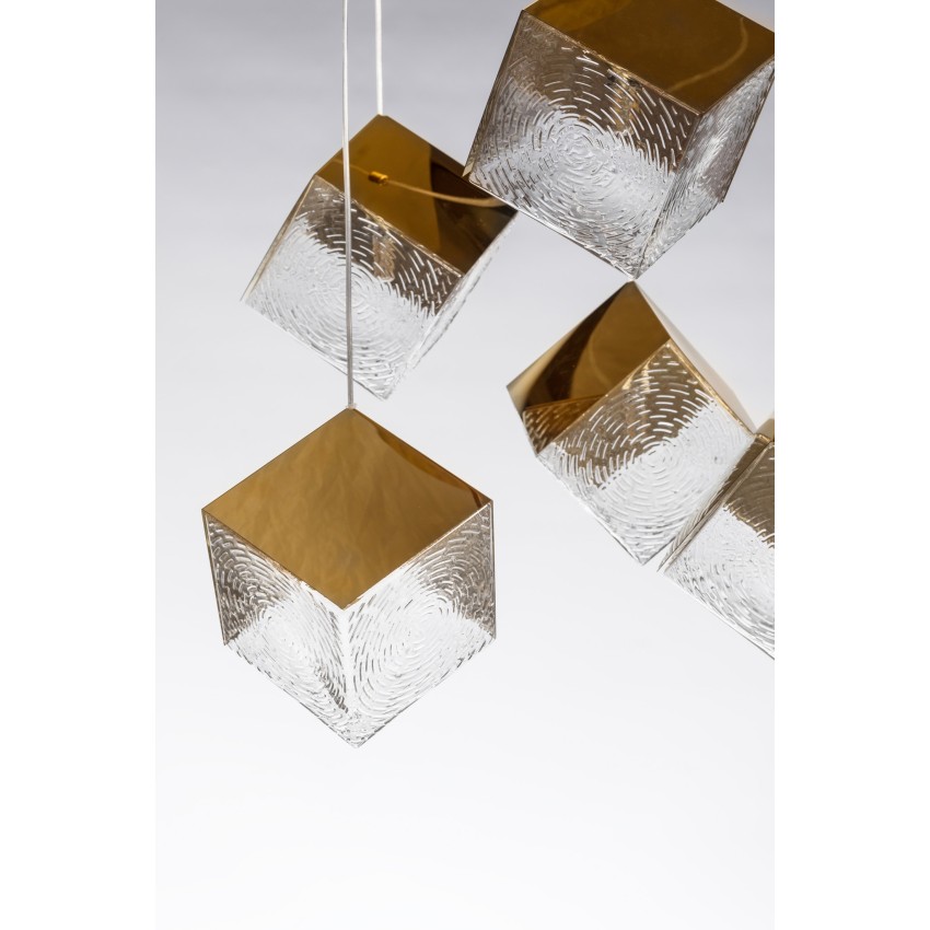 Κρεμαστό Φωτιστικό SQURE 917G/5 με 5 Μεταλλικούς Κύβους σε Χρυσό ή Ασημί
