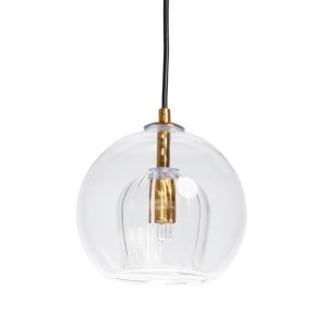 Μονόφωτο Φωτιστικό με Διπλό Διάφανο Γυαλί και Χρυσό Φινίρισμα