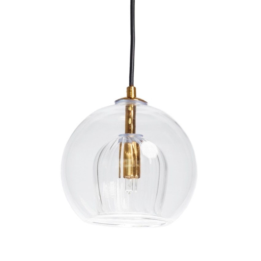 Μονόφωτο Φωτιστικό με Διπλό Διάφανο Γυαλί και Χρυσό Φινίρισμα
