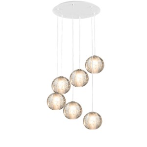 Κρεμαστό Φωτιστικό 6φωτο από Χάλυβα και Γυαλί με Φυσαλίδες FIZZ 3701 