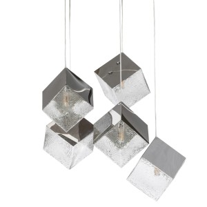 Κρεμαστό Φωτιστικό με 5 Μεταλλικούς Κύβους – Χρυσό ή Ασημί | SQURE 917S/5