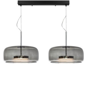 Δίφωτο Φωτιστικό Ράγας με Φιμέ Γυαλί & Χάλυβα – HAROL 906B/2