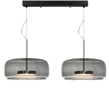 Δίφωτο Φωτιστικό Ράγας με Φιμέ Γυαλί & Χάλυβα – HAROL 906B/2