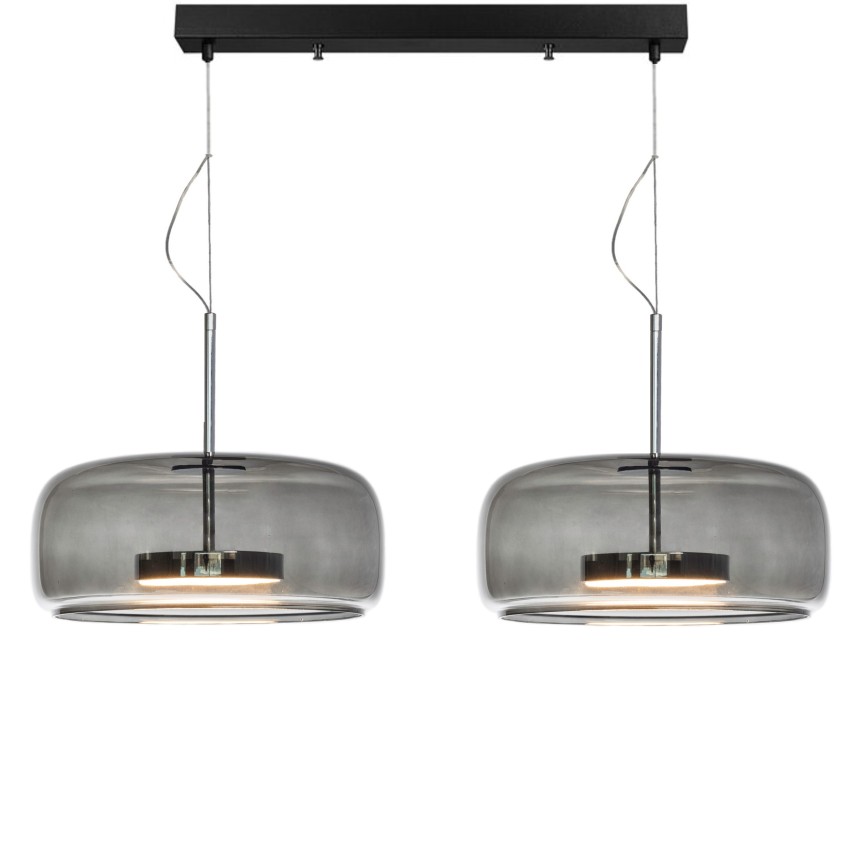 Δίφωτο Φωτιστικό Ράγας HAROL 906B/2 με Φιμέ Γυαλί και LED Φωτισμό